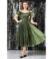 Askılı Simli Abiye Elbise Haki MDV376