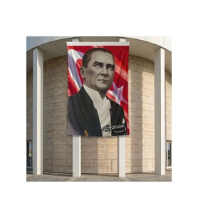 Sivil Mustafa Kemal Atatürk Ay-Yıldız Poster Poster Bayrak Premium Raşel Kumaş ATA19 2x3m