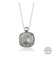 Swarovski Crystal Taşlı Kare Gümüş Kadın Kolye
