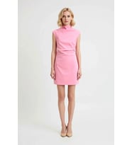 Kadın Kolsuz Dik Yaka Bodycon Mini Elbise Esnek Dokuma Astarsız Konforlu Kesim Günlük Rahat Modern