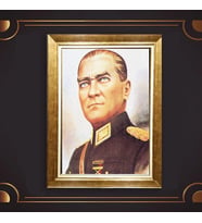 Özel Seri Paspartulu Çerçeveli Atatürk Tablo l406 (Gold)