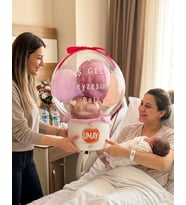YENİDOĞAN İSME ÖZEL BEBEK HEDİYESİ BALON KUTUSU (Pudra Pembe)