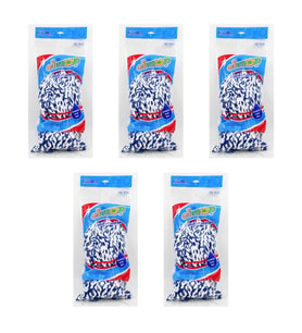 Elmop PM04 Takozlu Vidalı Mop Paspas Püskül Ucu - Pamuklu Mikrofiber İpli Mop Yedeği Başlığı - 5 Ad