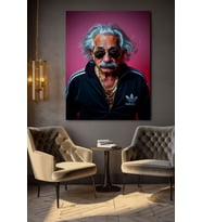 GANGSTA EİNSTEİN  EV DUVAR SALON GÜZELLİK SALONU OFİS DÜKKAN DEKARASYON KANVAS TABLO (Akçaağaç)
