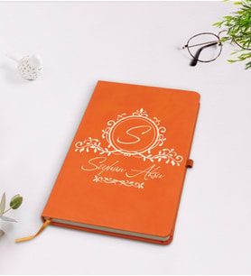 BK Gift Kişiye Özel İsimli Turuncu Termo Deri Defter Model 11
