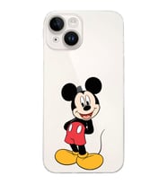 Apple iPhone 14 Uyumlu Kamera Korumalı Tıpalı Kapak Mickey Mouse Tasarımlı ŞeffafKılıf
