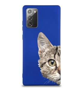 Samsung Galaxy Note 20 Uyumlu Lansman Kılıf Catface Tasarımlı İçi Kadife Kapak-Lacivert (Şeffaf)