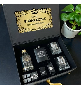Premium Kutu Sunumlu Kişiye Özel Viski Bardağı Seti