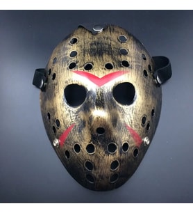 Bakır Renk Kırmızı Çizgili Tam Yüz Hokey Jason Maskesi Hannibal Maskesi