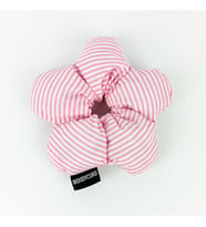 WoodyCord El Yapımı Çiçek Model Pofuduk Scrunchie Toka - Pembe Beyaz Çizgili