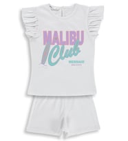 Civil Girls Malibu Baskılı Şortlu 2-5 Yaş Takım - Kırık Beyaz