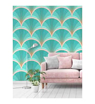 Dreamwall Geometrik Yaprak Desenli Silinebilir Tekstil Duvar Kağıdı (Çok Renkli)