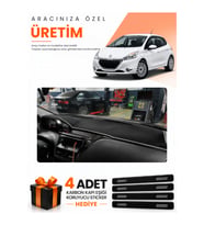 PEUGEOT 208 ESKİ Uyumlu Torpido Koruma Örtüsü Oto Kılıfı - Siyah Gri