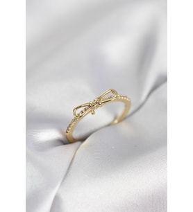 Fiyonk Model Zirkon Taşlı Gold Renk Kadın Yüzük TJ-BYK4097