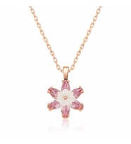 Gümüş Rose Pembe Lotus Çiçeği Kolye