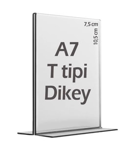 A7 T-Tipi Dikey Şeffaf   Föylük Menü Broşür Etiket Fotoğraflık Albüm Stand Sehpa (Krem)