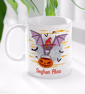 BK Gift Kişiye Özel Happy Halloween Tasarımlı Beyaz Kupa Bardak-8