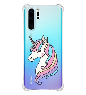 Huawei P30 Pro Uyumlu Köşe Korumalı Antişok Kapak Unicorn Tasarımlı Şeffaf  Kılıf