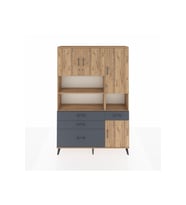 Arges Dolap 9 Raflı 4 Çekmeceli 4 Kapaklı 132x30x195 Çam-Çam/Antrasit