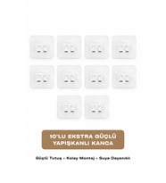 10'lu Güçlü Yapışkanlı Kanca Seti Suya Dayanıklı 7x7 Şeffaf
