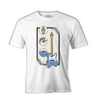 A Blue Electric Guitar and Its Parts Beyaz Erkek Tshirt