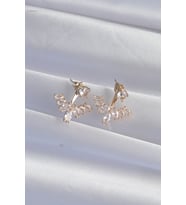 Pirinç Gold Renk Zirkon Taşlı V Model Küpe 5886 - SSSSSS7327-6037