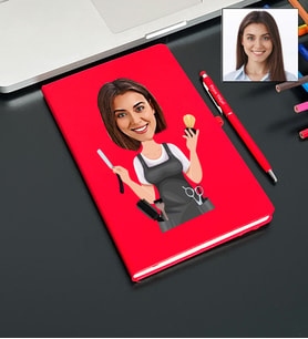 Kişiye Özel Kuaför Tasarımlı Karikatür Defter Ve Kalem Seti 85