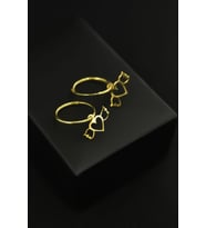 Papatya Silver 925 Ayar Gümüş Gold Kaplama Kalp Kanat Halka Küpe
