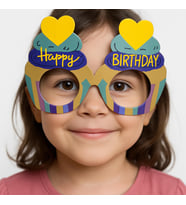 Cupcake Temalı Doğum Günü Renkli Karton Happy Birthday Gözlüğü 6 Adet