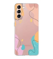 Samsung Galaxy S21 Kapak Karışık Renkler Tasarımlı Şeffaf Silikon Kılıf