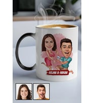 Sevgiliye Hediye Benimle Evlenir Misin  Karikatürlü Sihirli Kupa Bardak