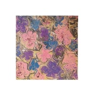 EBRU SANATI EL YAPIMI PEMBE MOR MAVİ DEV ÇİÇEK DESENLİ SURA İPEK EŞARP SE 61