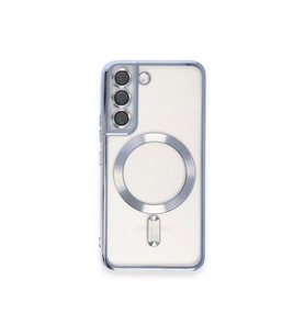 Samsun Galaxy S22 Kılıf Kamera Lens Korumalı Renkli Magsafe Şeffaf Kapak (Mavi)