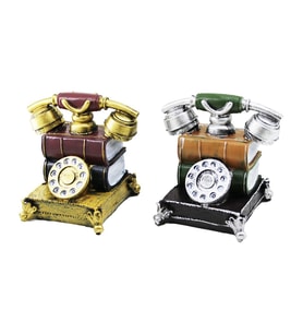 Kitaplı Ankesörlü Telefon Tasarımlı Biblo - Kumbara Özellikli - Vintage Tasarım