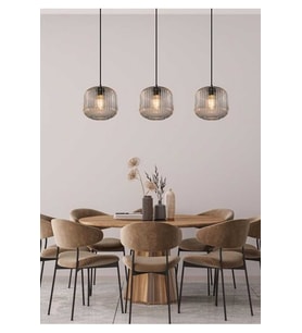 mylights üçlü MAT SİYAH camlı avize modern spor avize 100 CM KASA