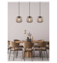 mylights üçlü MAT SİYAH camlı avize modern spor avize 100 CM KASA