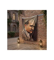 Sivil Gazi Mustafa Kemal Atatürk Yan Portre poster Bayrak Raşel Kumaş 100x150 cm ATA8