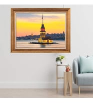 Altın Varaklı  Çerçeveli Paspartulu Tablo uu1555 (Gold)