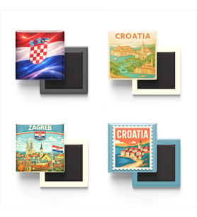 Buzdolap Magnetleri - Hırvatistan Zagreb - Croatia - 4'lü Set Magneti