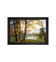 Manzara Temalı Kanvas Tablo 80 x 110 cm Siyah Çerçeve