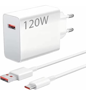 120W Type-C Ultra Hızlı Şarj Adaptörü ve Kablo Seti, Hızlı Şarj Destekli, Beyaz