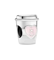 Nur Silver Cup With Pink Heart Gümüş Charm NUR-BL10016