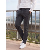 DeepSEA Erkek Slim Fit Çizgili Mavi Kumaş Pantolon – İpli Esnek Bel Likralı Spor Pantolon 2700240