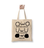 Cute Uwu Emoji Social Media Meme Stans Idol Kpop Bez Çanta Alışveriş Çantası Plaj Çantası (Beyaz)