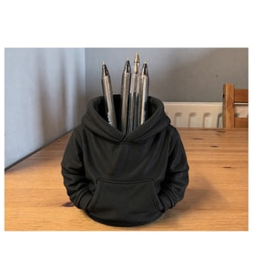 Alvera Kapüşonlu Sweatshirt Kalemlik – 3D Baskı Masaüstü Organizer-Siyah