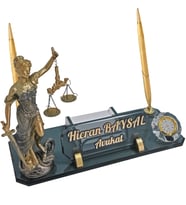 Sentez Adalet Heykeli Masa İsimliği Avukat Hukuk Bürosu İsimlik