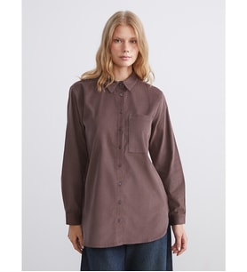 LCW Modest Bordo Kadife Kadın Gömlek Tunik