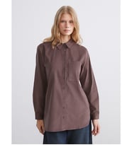 LCW Modest Bordo Kadife Kadın Gömlek Tunik