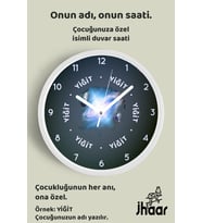 İsme Özel Gezegenler Çocuk Odası Duvar Saati Orta Boy 30 cm Beyaz Camlı Sessiz
