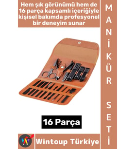 #TırnakBakım Profesyonel Kişisel Kaş El Ayak Tırnak Bakım Şık Çantalı Manikür Pedikür Seti 16 Parça